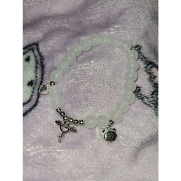Sanrio White Hello Kitty Charm Bracelet Bell Key Heart Cat Cutecore Simple Gift - Picture 4 of 5